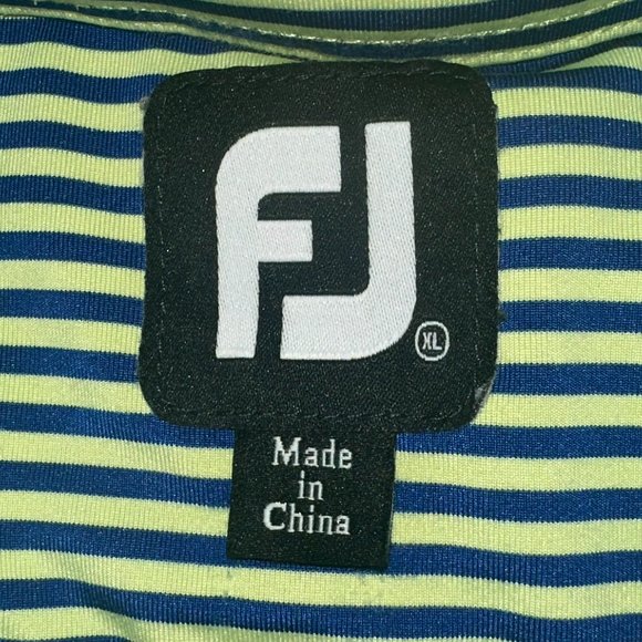 Men's FootJoy FJ Golf Performance Polo Shirt Green/Blue Stripe Size XL‎ - Picture 4 of 7